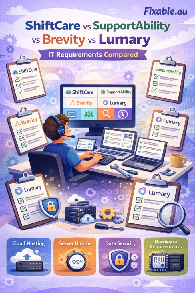 ShiftCare vs SupportAbility vs Brevity vs Lumary: IT Requirements Compared